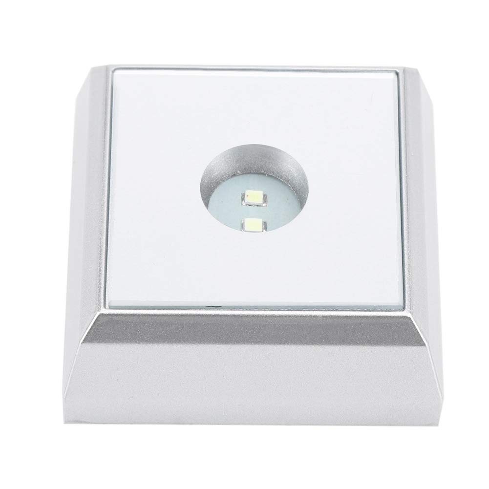 LUCKDANO Square LED Lamp Base Stand for Crystal Acrylic Statue Artware Display - Mirrored Holder with Colorful Lights, Easy Wireless Battery Operation