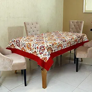 Bilberry Furnishing By Preeti Grover Cotton, Decorative Hand Made Heavy Duck Fabric Cotton Floral Rectangular Dining Table Cover for 6 to 8 Seater (Multicolour, 60 X 90 Inches)