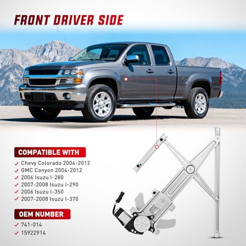 Image of Nilight Front Driver Window Regulator with Motor, Compatible with Chevy Colorado /GMC Canyon 2004 2005 2006 2007 2008 2009 2010 2011 2012, Power Window Lift Motor Assembly, OE Replacement, 741-014