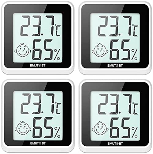 4 x mini termometr z higrometrem do postawienia i przyklejenia do wnętrz, salonu, biura (wilgotność i temperatura)