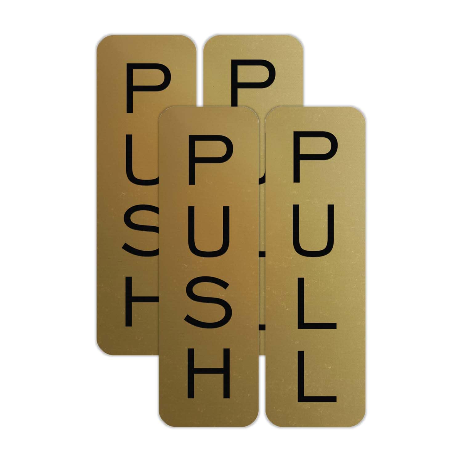 Basic Vertical Push Pull Door Sign (Brushed Gold) - Small 2 Pack