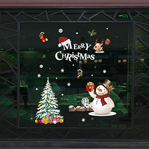 CapsA Christmas Wall Sticker Santa Claus Window Stickers Removable Wall Decals DIY Home Decor Glass Door Decal Showcase Stickers Decoration for Christmas New Year (D)