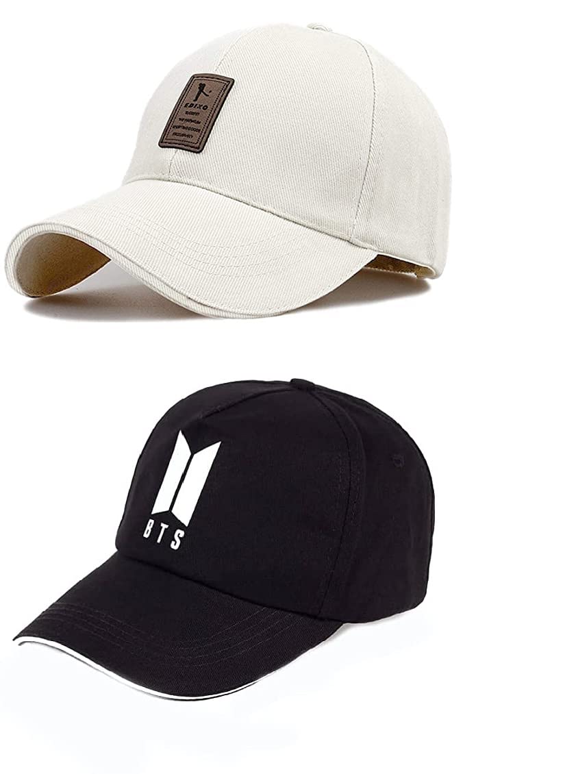 SELLORIA Acrylic - Adjustable Unisex Cap Quick Drying Sun Hat For Activites Sports Baseball Hat For Men And Women's Freesize (Pack Of 2) Multicolour