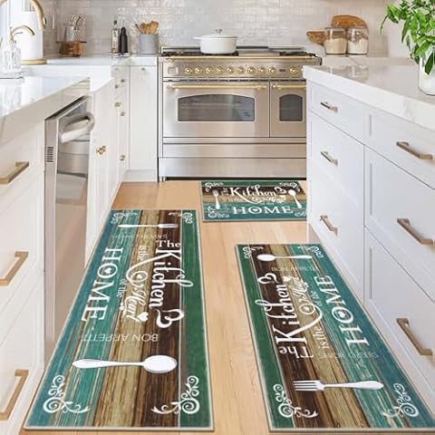Vaukki 3-Piece Washable Kitchen Rug Set Cover