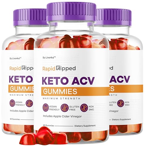 (3 Pack) Rapid Ripped Keto ACV Gummies Advanced Formula 1050MG RapidRipped Keto Apple Cider Vinegar Gummie RapidRippedKeto and ACV Gummys Support 180 Gummies for 3 Months