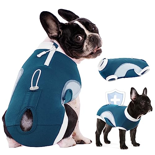 Image of AOFITEE Dog Surgery Recovery Suit, Dog Onesie for Surgery, Soft Cotton Dog Recovery Suit with Zipper & Pee Hole, Substitute E-Collar & Cone, Surgery Recovery Shirt for Female Dogs Cats Spayed