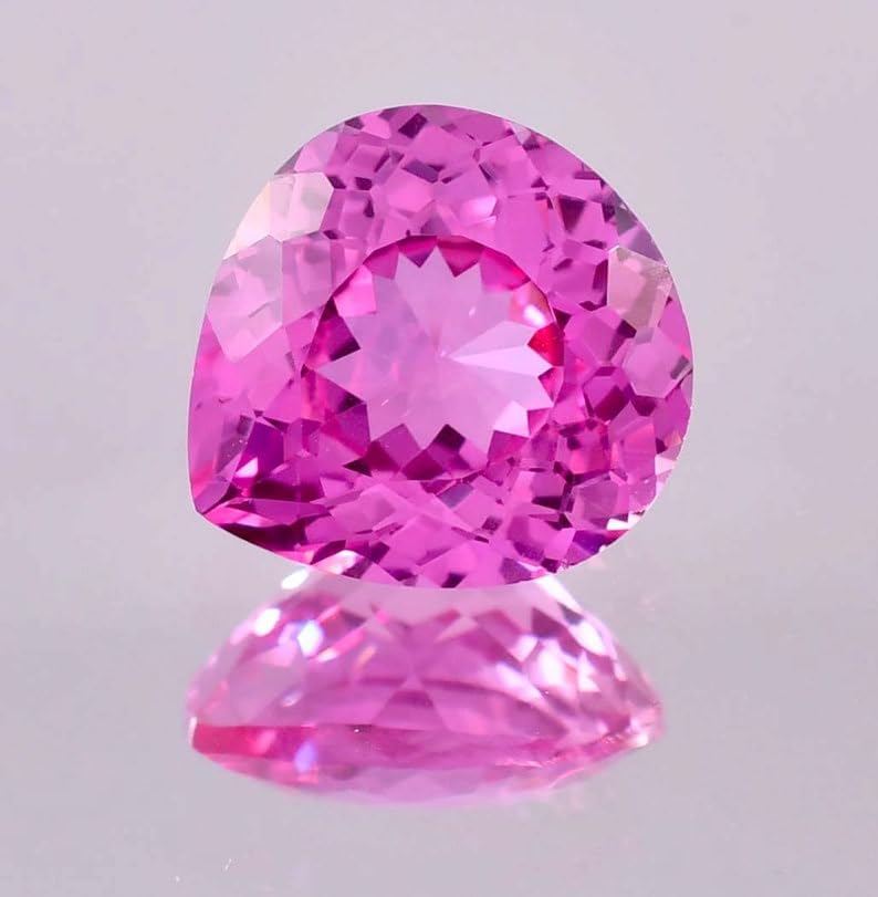 Saphir rose naturel cœur 13mm, idée pour fabriquer un collier ou pendentif - 5
