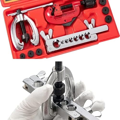 10Pcs Imperial Pipe Flaring Kit for Aluminum Copper Brass Fuel Tubes with Tube Cutter - Repair Tool Set for Flaring Brake Lines and Tubing
