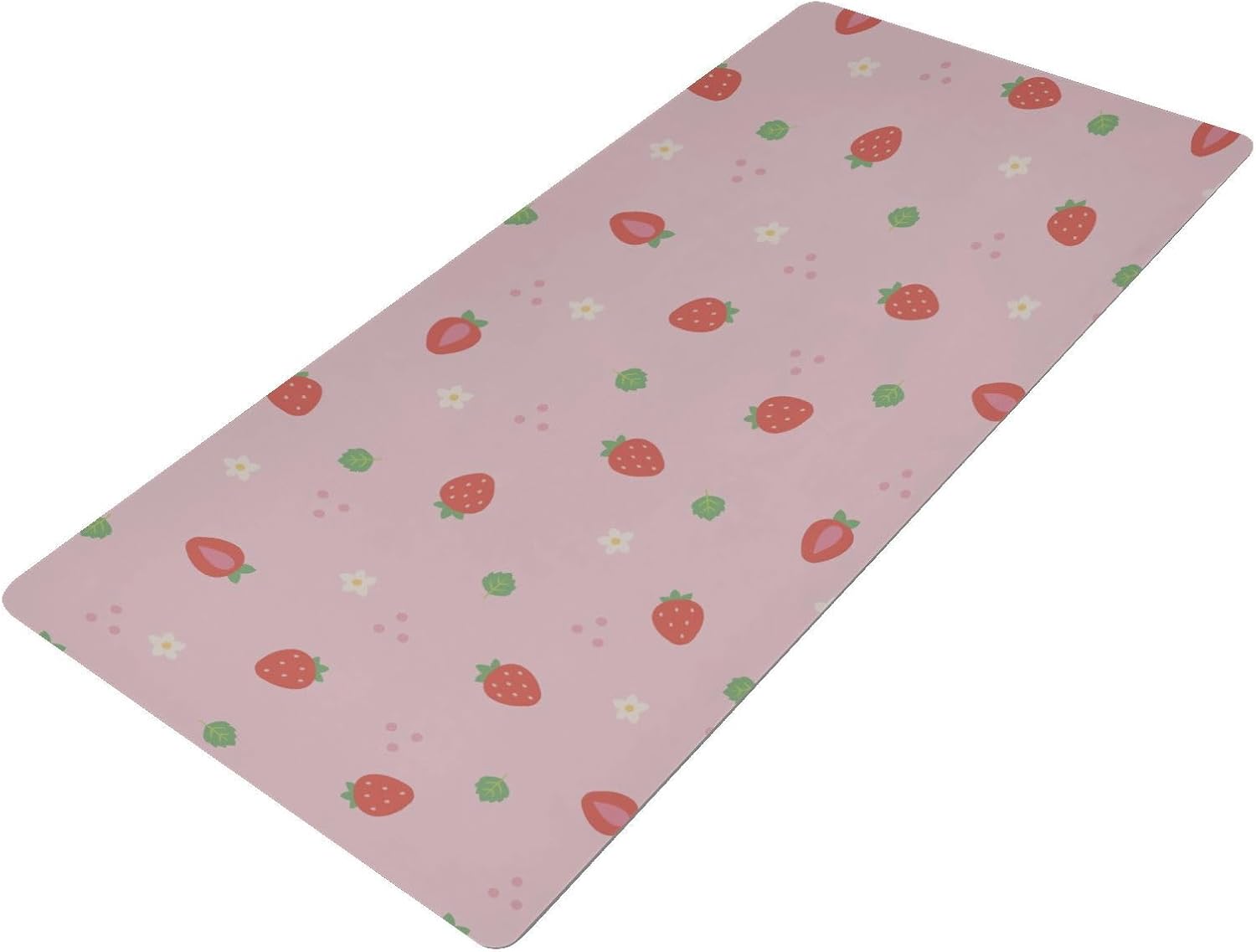 Mouse Pad Desk Mat Leather Desk Pad Large Gaming Desk Cover Protector Mat for Keyboard Computer Laptop Office Waterproof 35.4 x 16.5 Inch Cute Strawberry