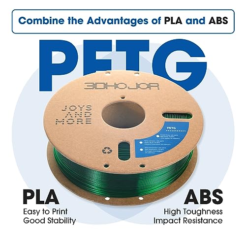 Image of 3DHoJor PETG Filament 1.75mm, PETG 3D Printing Filament, 2.2 LBS (1KG) Cardboard Spool, Fit Most FDM 3D Printer, Green