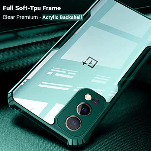 Image of LIRAMARK Transparent Clear Shock Proof Back Cover Case Designed for OnePlus Nord 2 5G (Green)