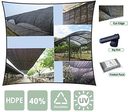 Agfabric 40% Sunblock Shade Cloth Cover with Clips for Plants 6’ X 10’, Black