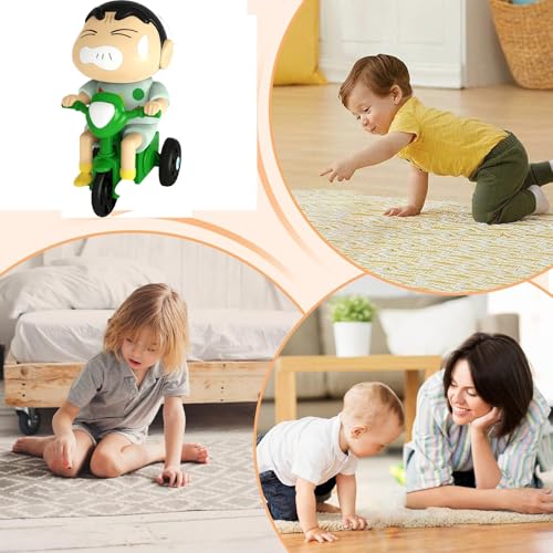 Image of Cartoon Toy, Action Figure with Colorful Box, Wind-Up Cartoon Character Toy Figure - Pajama Style Tricycle Rider, Moving & Whimsical Decor, Color Box Packed Christmas Gift (10.5 * 5 * 7.5cm)