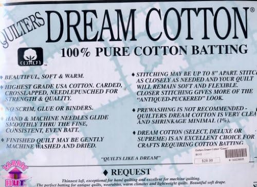 Quilters Dream Natural Cotton Batting Request Loft - Queen