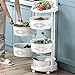 XUANIIIL Fruit Vegetable Basket Rack for Kitchen, 5 Tier Circular Rotating Basket Large Storage Rack with Wheels, Rolling Cart Storage Shelf Organizer for Kitchen, Home, Office (5 Layer)