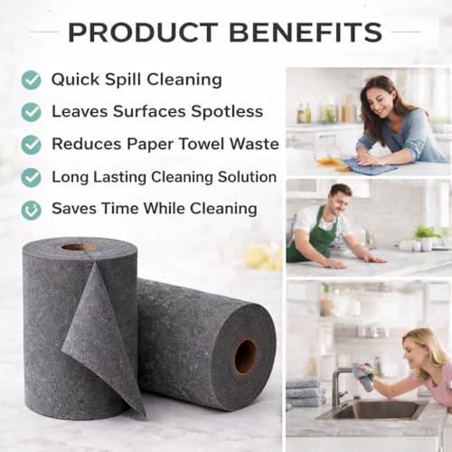 Image of PulGos ๐๐๐ฉ๐๐ฌ Microfiber Cleaning Cloth Roll - ๐๐๐ฑ๐๐๐๐ |4000x Washable -Cheaper Than Regular Cloths-Ultra Absorbent Lint-Free Rags |Tear-able Reusable Towels for Kitchen, Home, Car & Auto