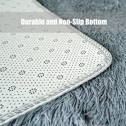 Swsen Rund Teppich Wohnzimmer Super Weich - Shaggy Teppiche Flauschig Anti-Rutsch Unterseite - Moderner Carpet Waschbar Langflor Hochflor Teppiche 60 cm Durchmesser, Dunkelgrün
