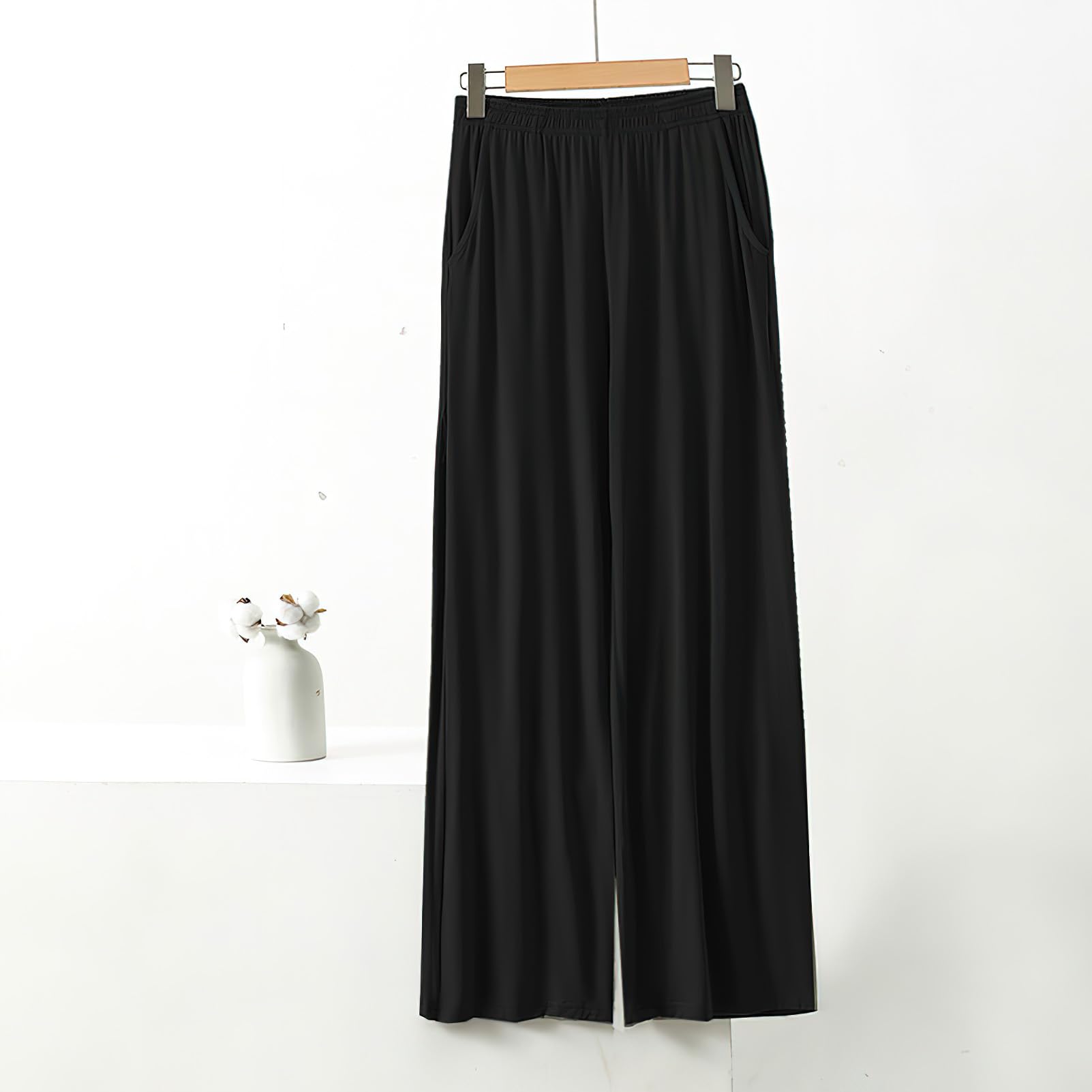 Femme Grande Taille Bas de Pyjama Doux Léger Pantalon de Pyjama à Jambes Larges Pantalon Décontracté avec Poches (S-5XL)