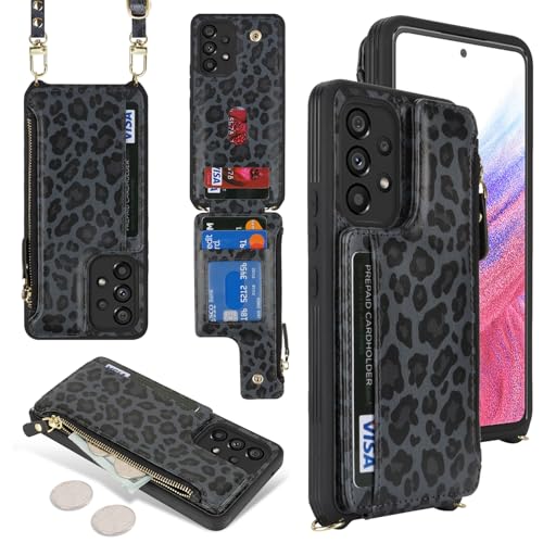 for Galaxy A53 5G SC-53C SCG15 ケース サムスン ギャラクシー A53 5G ショルダー リング付き 手帳型 上下開 CASE カバーSunYoo カード収納 横置き スタント肩がけ 首掛け 斜め掛け ファスナー ストラップ付