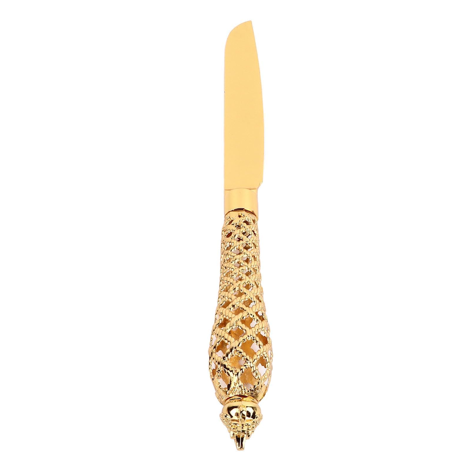 Z?oty Zestaw do Krojenia i Serwowania Ciasta, N¨®? i ?opatka do Tortu, Eleganckie Akcesoria Weselne, Komplet 2 Element¨®w