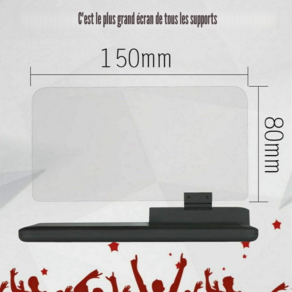 Riloer Support de visionnage HUD (à affichage tête haute) universel pour voiture, parfait pour projeter l’écran d’un téléphone, d’un navigateur GPS avec écran maximum de 6’’