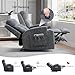CANMOV Manual Recliner Chair with Massage and Heat, Soft Fabric Recliner Chair with Overstuffed Arm and Back, Manual Reclining Single Sofa with 2 Cup Holders, Side Pocket for Living Room, Dark Grey
