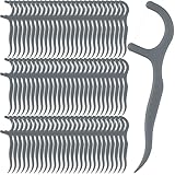 Baderke 200 Count Dental Floss Picks Bulk Non Breakable Dental Floss Flossers for Adults Tooth Picks Flossers Teeth Cleaning Dental Floss Flossers for Family Pack Travel (Grey)