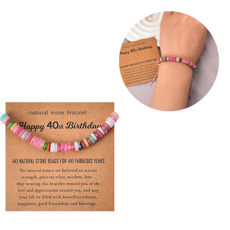 Image of Natural Stone Bracelet for Women Birthday Gifts for Mom Daughter Beaded Bracelets for Bestie Sister Bead Bracelet for Grandma