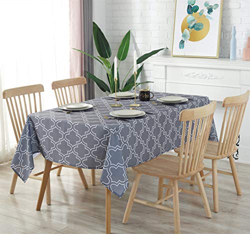 AooHome Quatrefoil Design Rectangular Tablecloth, Fabric Spill-Proof Water Repellent Table Cover for Holiday