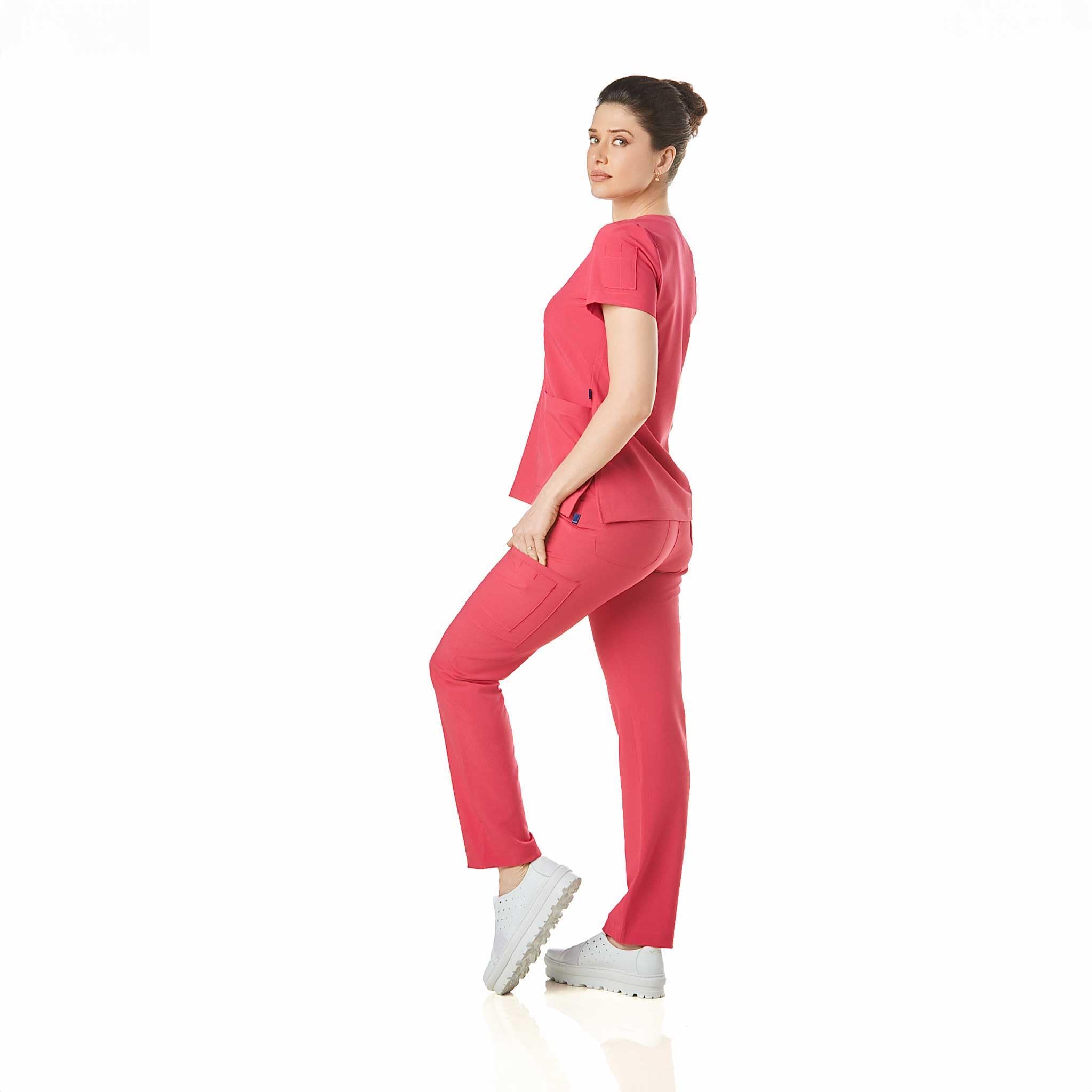 GALLANTDALE Uniforme Sanitario Pijama Ropa De Trabajo Catherine Mujer Resistente Medico Veterinaria Odontologa (FR/ES, Letras, XS, Regular, Regular, Magenta Neon)