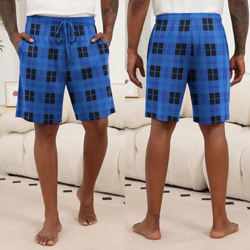 Image of Ekouaer Men's Pajama Shorts Soft Sleepwear Bottoms Elastic Waistband Loungewear Breathable Men Shorts with Pockets