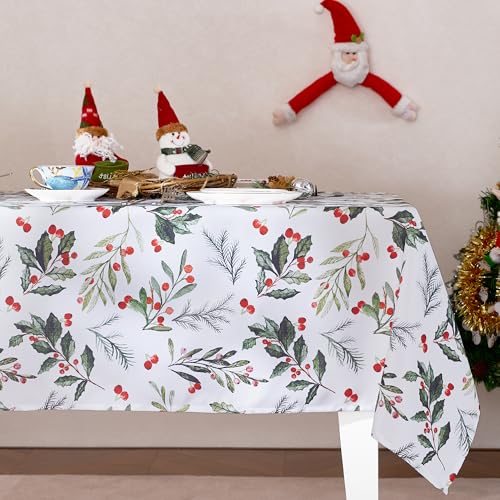 RYB HOME Abwischbare Tischdecke Dunkelgrün Weihnachts Tischwäsche...
