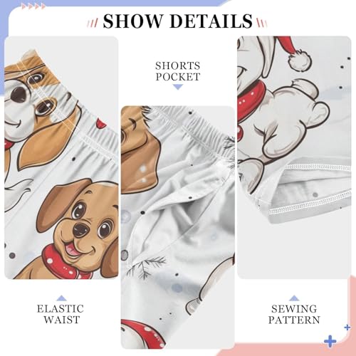 ZZXXB Christmas Dogs Boys Long Pants Soft Trousers Elastic Waist Kids Lounge Bottoms with Pockets S-XL4