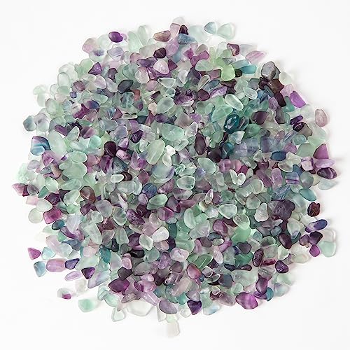 Image of QICQDRAM Polished Fluorite Gravel Rocks Bulk 1 Lb Natural Tumbled Crystal Chips Decorative Pebbles for Home Decoration & Fish Turtle Tank, Vase Filler, Plants Decor