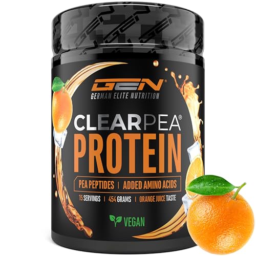 ClearPea® - Clear Vegan Protein - Batido de Proteína Refrescante - Hidrolizado de Proteína de Guisante - Alternativa Vegana al Suero de Leche - (454g, Zumo de Naranja)