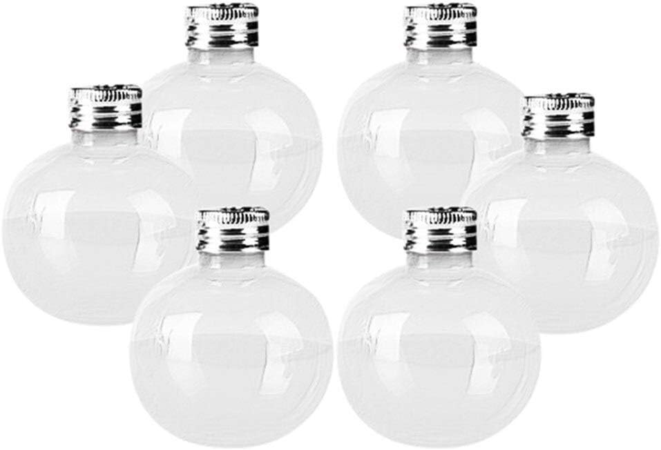 GLANGYU Creative 1/6 Pack Plastic Booze Filled Christmas Tree Ornaments Water Bottle Milk Juice Bulbs Cup Transparent Spherical Water Bottles (Color : B)