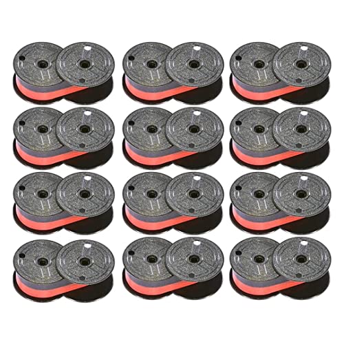 (12) Top of The Line Genuine Monroe P65M Universal Black/Red Printing Calculator Ribbon Spools with The Darkest Ink in The Industry