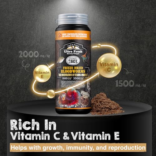 Ultra Fresh Freeze Dried Blood Worms W/High Concentration Vitamin & Probiotics, All Natural High Protein Treat For Betta, Tropical Fish thumb #1