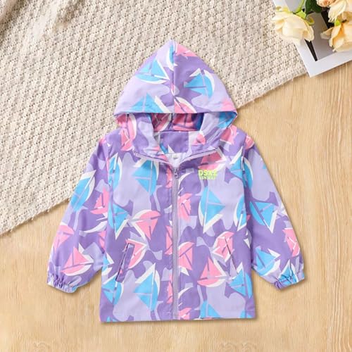 Girls Rain Jacket Waterproof Zipper Printed Windbreaker Coat toddler Kids Lightweight Windproof RainCoat with Pockets2