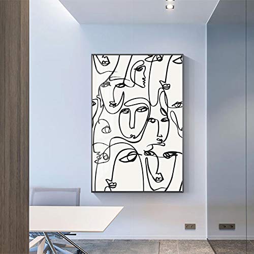 Figure dessin au trait impression sur toile de coton supérieure