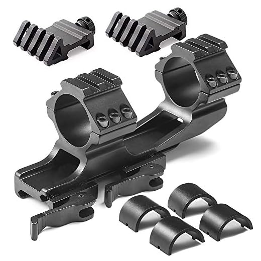 Fidragon Rifle Scope Mount 1in 25.4mm/1.18in 30mm Quick Release Cantilever for Picatinny Weaver Rail and 2Pcs 45 Degree Rail Mount 4 Slots Picatinny Weaver Rail… (Scope Mount +45 Degree)