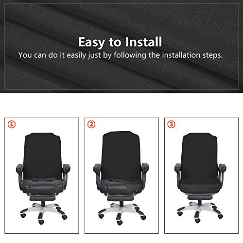 Image of SARAFLORA Office Chair Cover- Medium, Black- Removable Computer Chair Cover for Office Chair with Zipper for Universal Rotating Chair Desk Chair Cover High Back Chair Seat Washable Protector for Pets,Polyester;Spandex