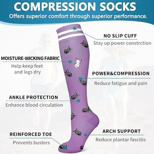 Image of Bluemaple 6 Pack Copper Compression Socks for Women and Men Circulation-Best Support for Medical, Running,Nursing,Athletic