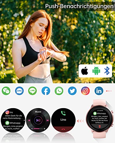 Smartwatch Damen, Loddery Smart Watch Damenuhr mit 1,3" HD-Farbbildschirm, Fitnessuhr Damen mit Überwachung von SpO2, Herzfrequenz, Schlaf, Stress usw. 5ATM Wasserdicht Sportuhr für iOS Android - Image 5