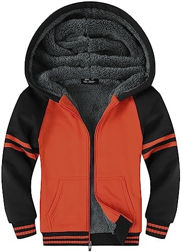 SWISSWELL Boys Fleece Jacket Sherpa Lined Zip Up Hoodie for Kids