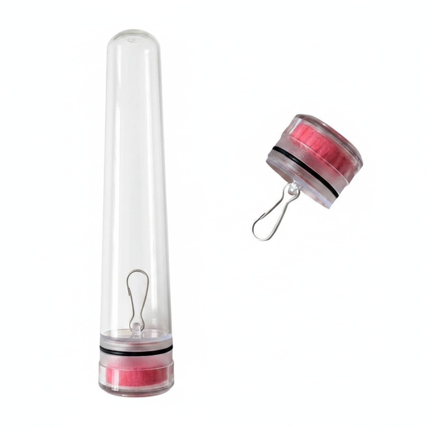 Collapsible Fishing Float Storage Tube - Clear Polyester Tackle Organizer with Hanging Hook, 31.5 Inch Bobber Bag for Space-Saving Gear Protection (1 Pack)