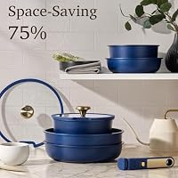 CAROTE 15pcs Ceramic Cookware Set, Pots and Pans Set with Detachable Handle — image 3