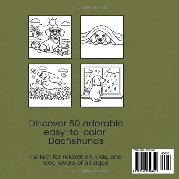 Dachshund Coloring Book: 50 Bold and Easy Designs: Simple Dog Illustrations for Kids, Seniors, and Stress Relief (The Puppy Palette: Bold & Easy) image 3
