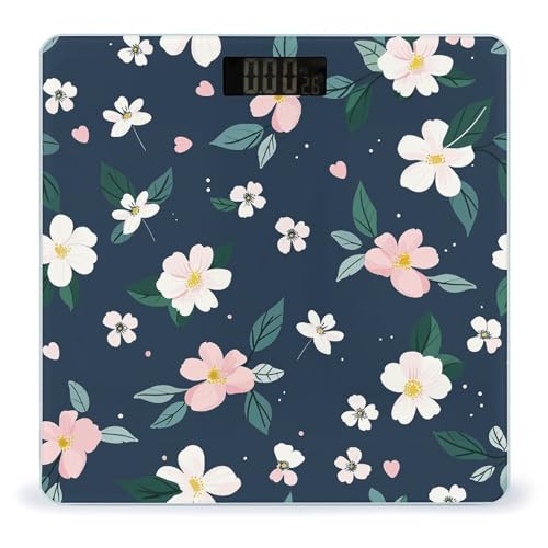 Báscula Digital de Vidrio Templado Azul Navy Floral miniatura 1