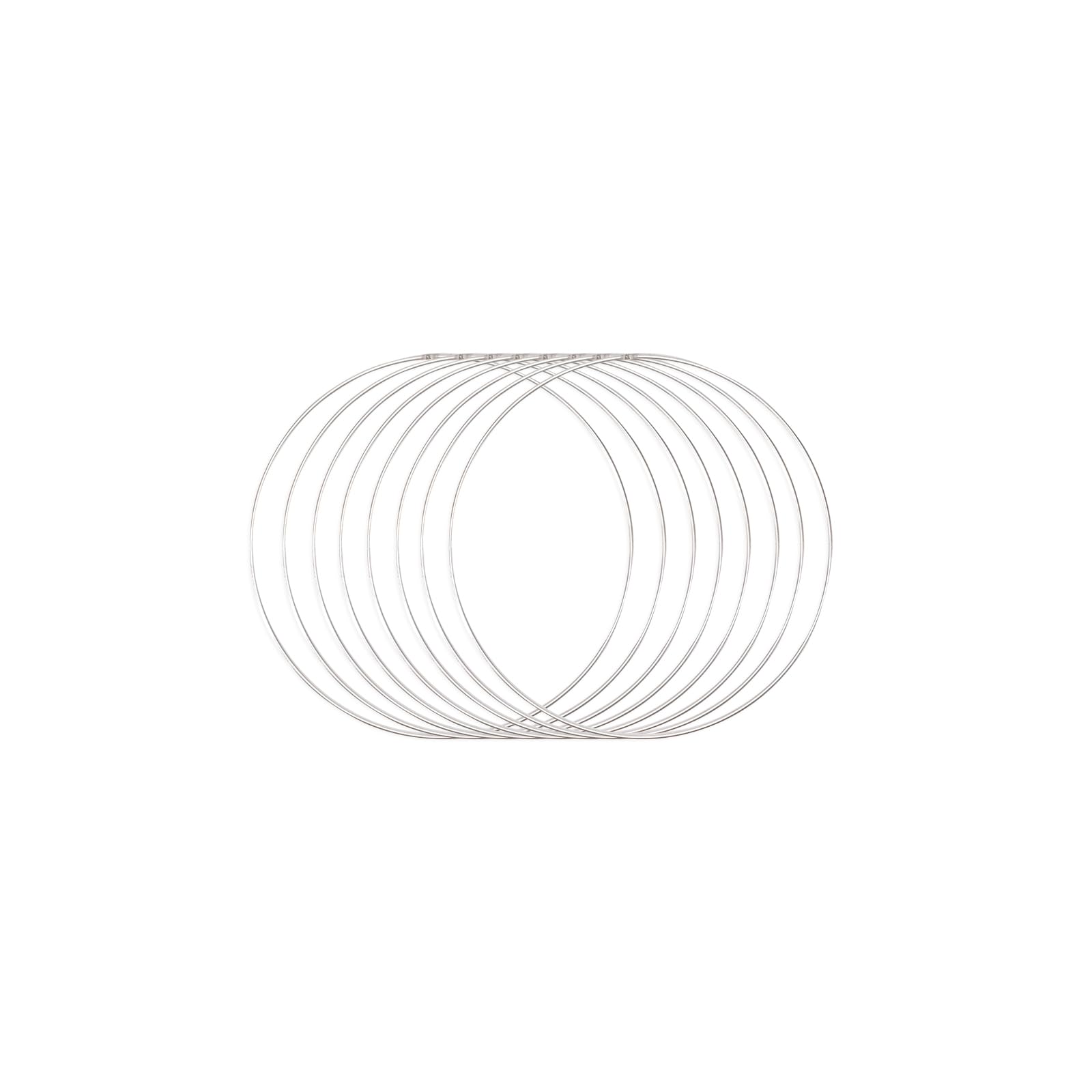 Vaessen Creative Metal Ring Silver Circle of Ø 5.9 inches (15 cm), 8 Pieces of 3 mm Thick Wire Wreath Frame, Floral Hoop for Crafts, Macrame and Dream Catchers